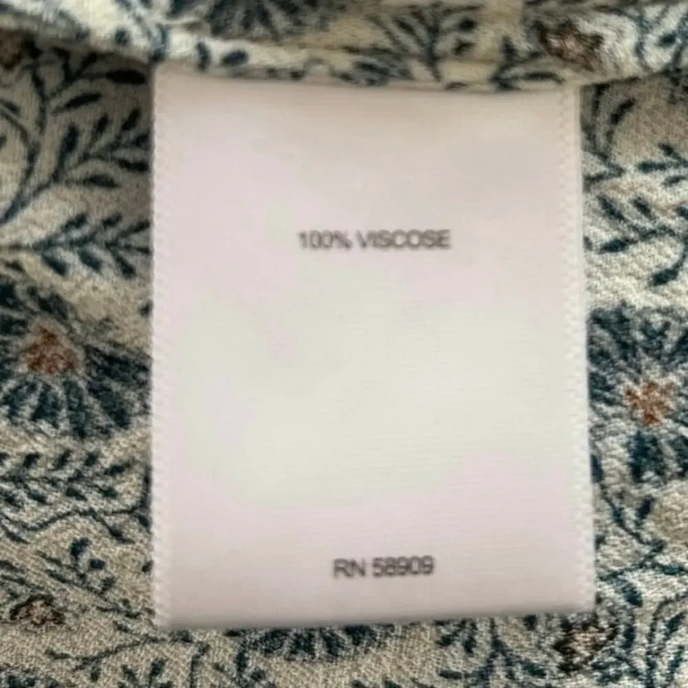 A Loves A Floral Peasant Blouse Medium Blue Boho Smocked Long Sleeve Viscose Top - Picture 8 of 9
